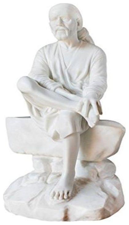 

Karara Mujassme Handmade White Poly Marble Sai Baba Statue Indian Hindu God Home Decor