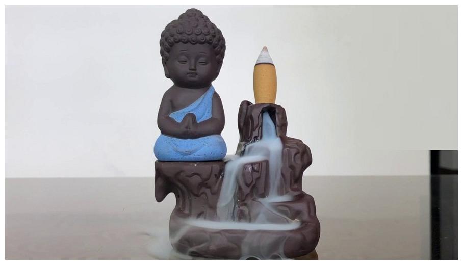 

KARTIK Buddha Smoke Fountain Buddha Incense Burner Medi Buddha Smoke Backflow Decorative Showpiece Buddha Idol Buddha Statue (Assorted color) With Free 10 Backflow Incense Cones