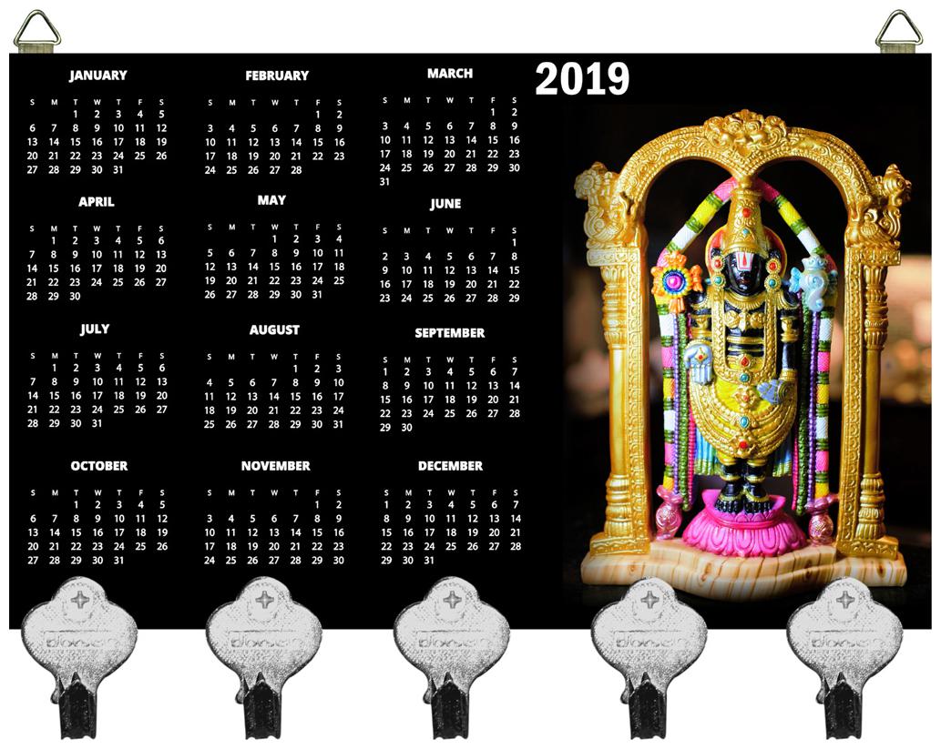 

Kartik God Tirupati Nath Bala Ji Design Digital Printed Wooden Designer Key Holder with New Year Print