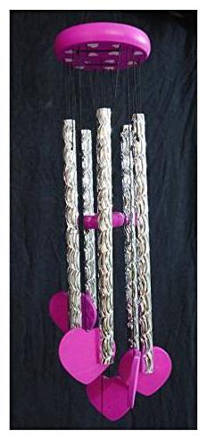 

KARTIK Metal Store Feng Shui Tinkling Sound Heart Wind Chime for Home Office Balcony (Pink)