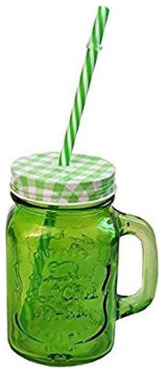 

Kartik Multicolor Mason Jar for Drinks with Re-Usable Straws (480 ml) - Pack of 1 - Assorted Color