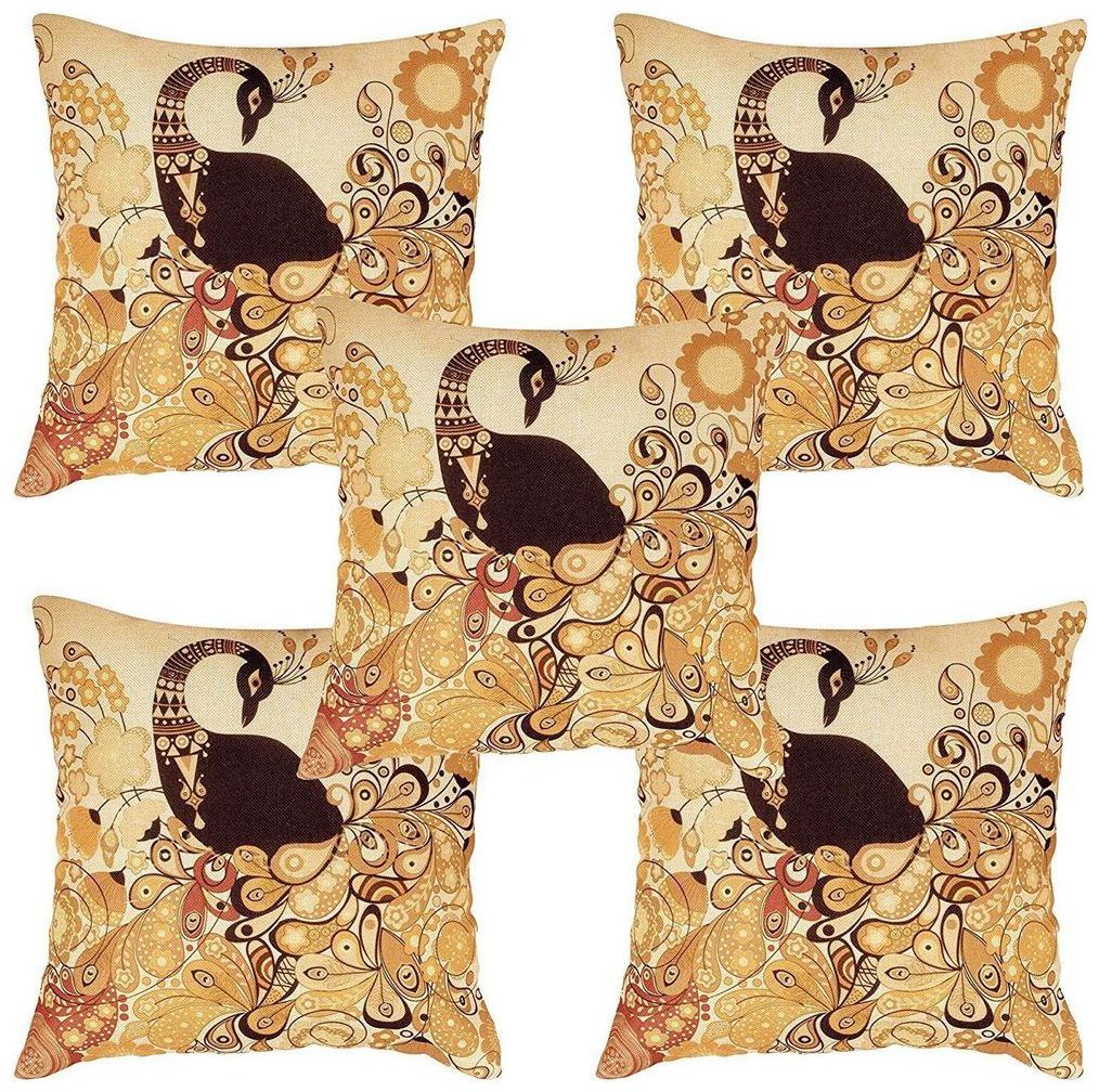 

Kartik Printed Jute Cushion Covers Set of 5 (16X16)