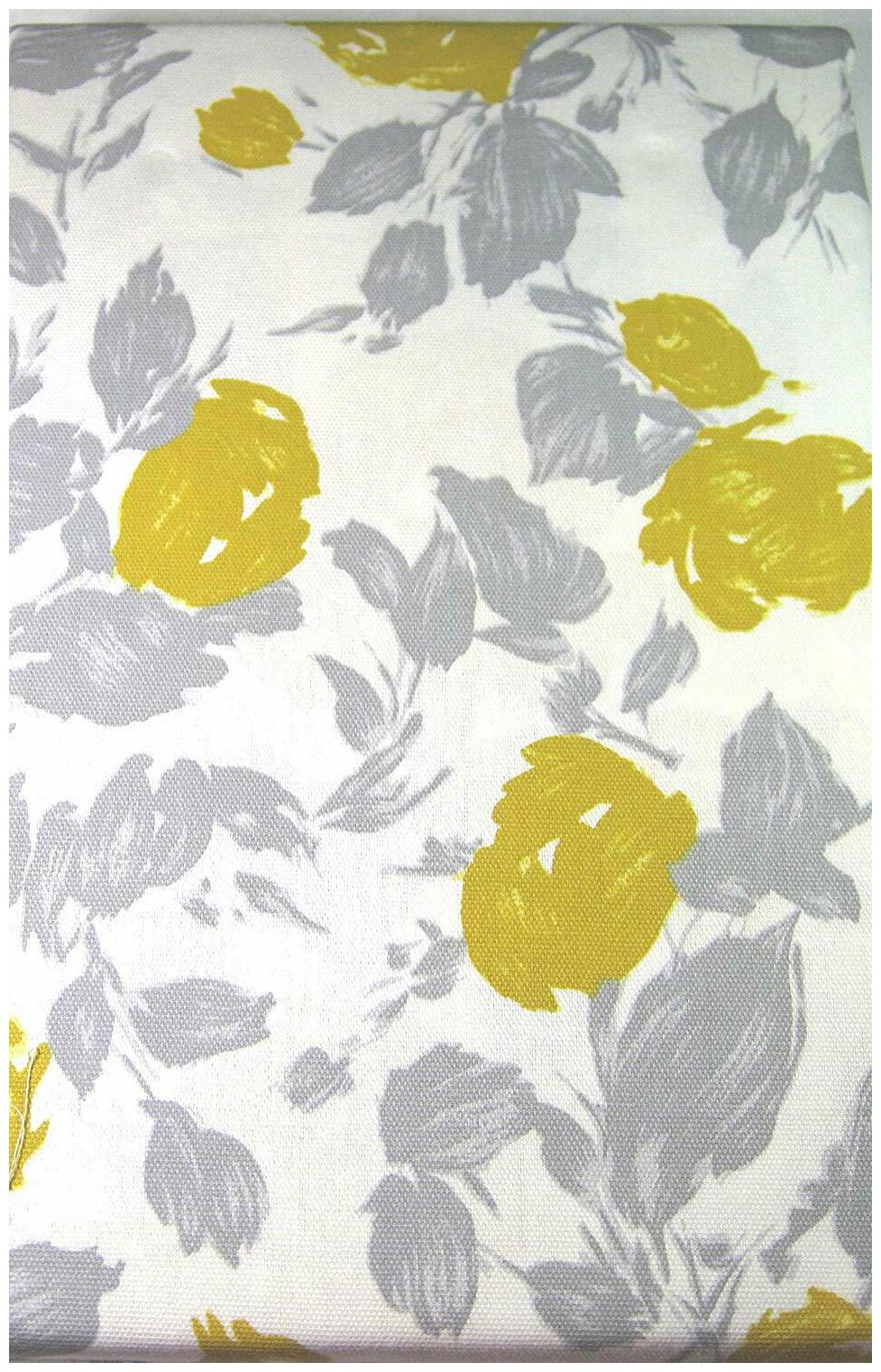 

Kate Spade Garden Rose Floral Tablecloth Cotton Grey and Yellow 60 x 102