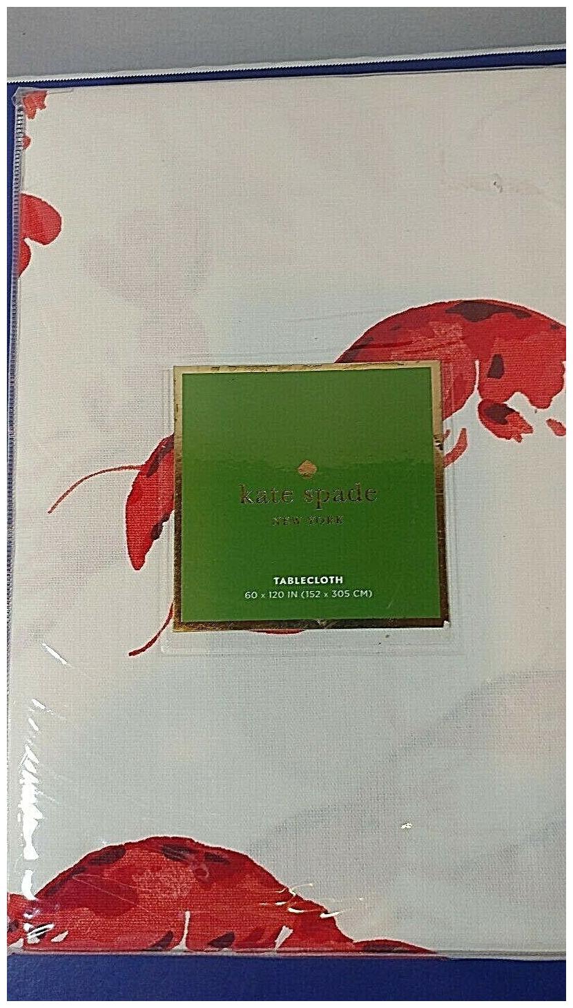 

Kate Spade Lobster Fete Tablecloth 60 x 120 Red Cream Beach Coastal Party NEW
