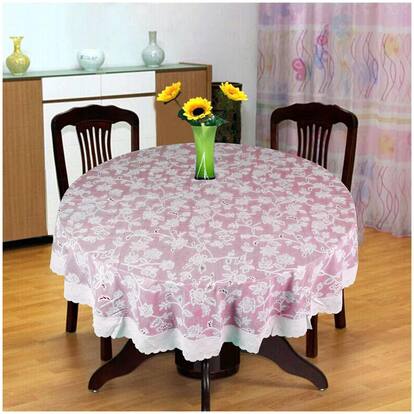 Katwa Clasic - 60 Round Rosemallow Lace Vinyl Tablecloth