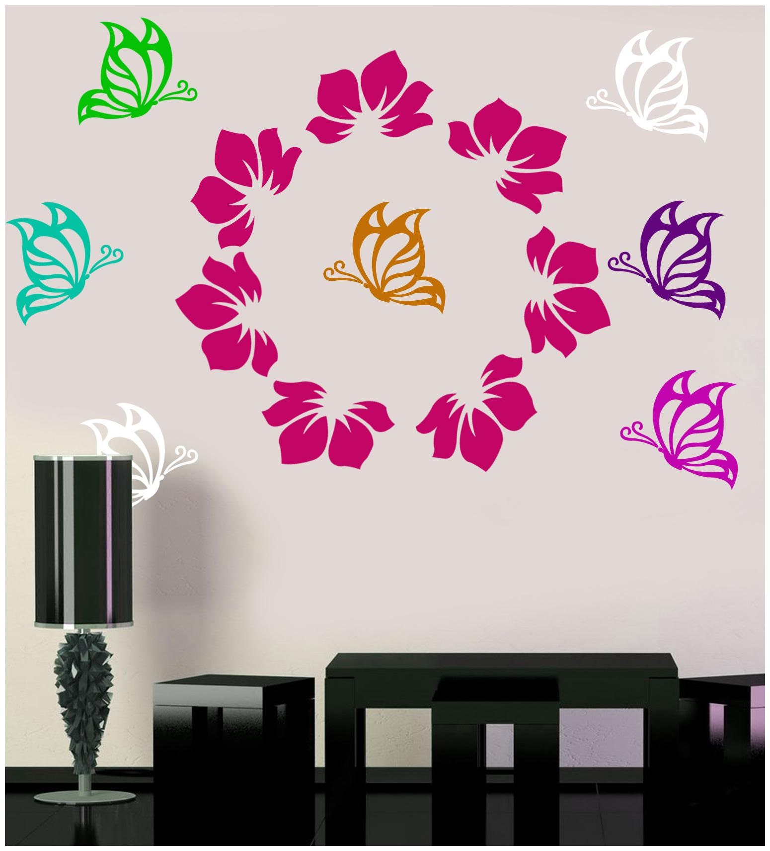

Kayra Decor Flower and Butteflies Reusable DIY Wall Stencil Painting for Home Decoration (PVC 16-inch x 24-inch)