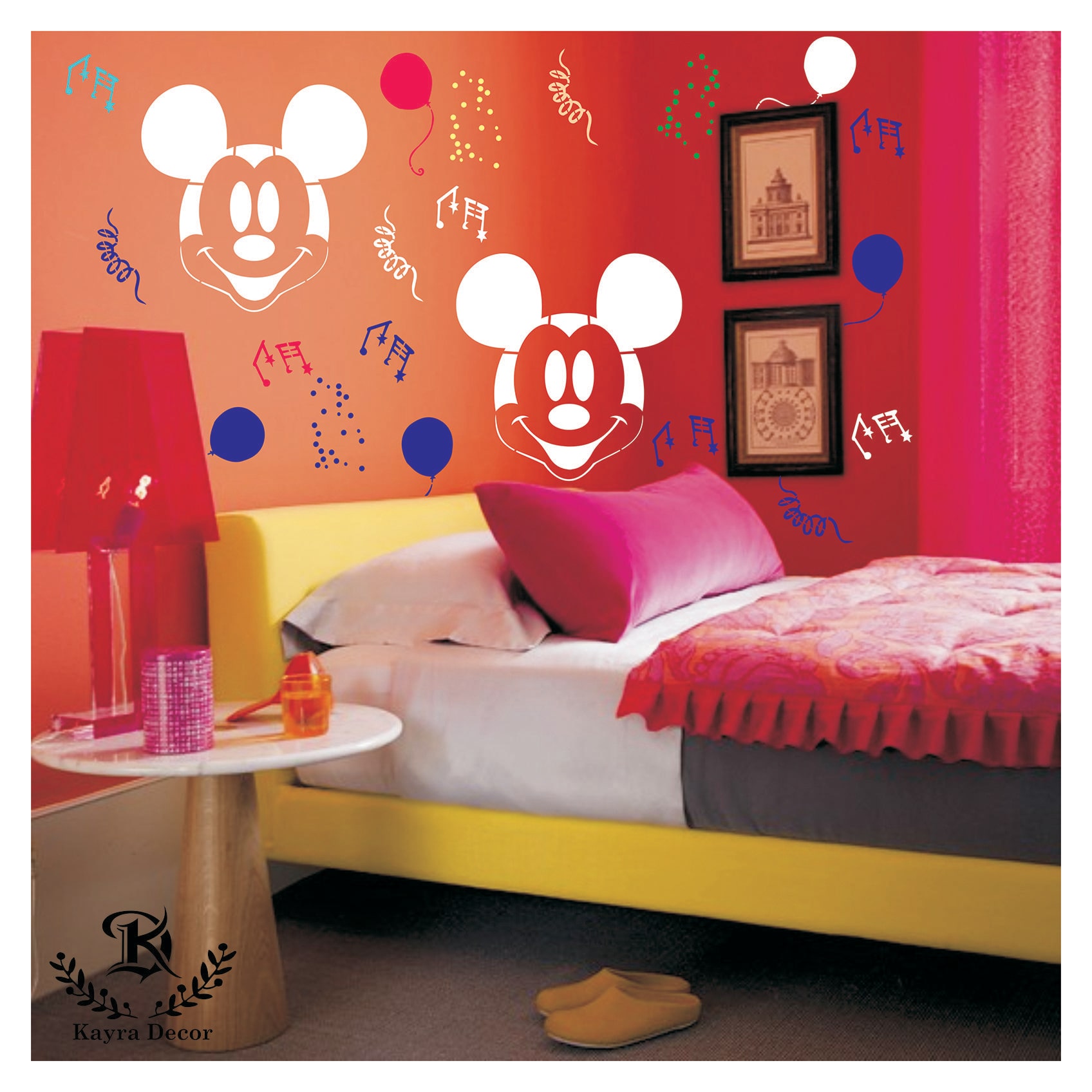 

Kayra Decor Musical Mickey Mouse Reusable DIY Wall Stencil Painting for Home Decor (PVC 16inch x 24 inch)