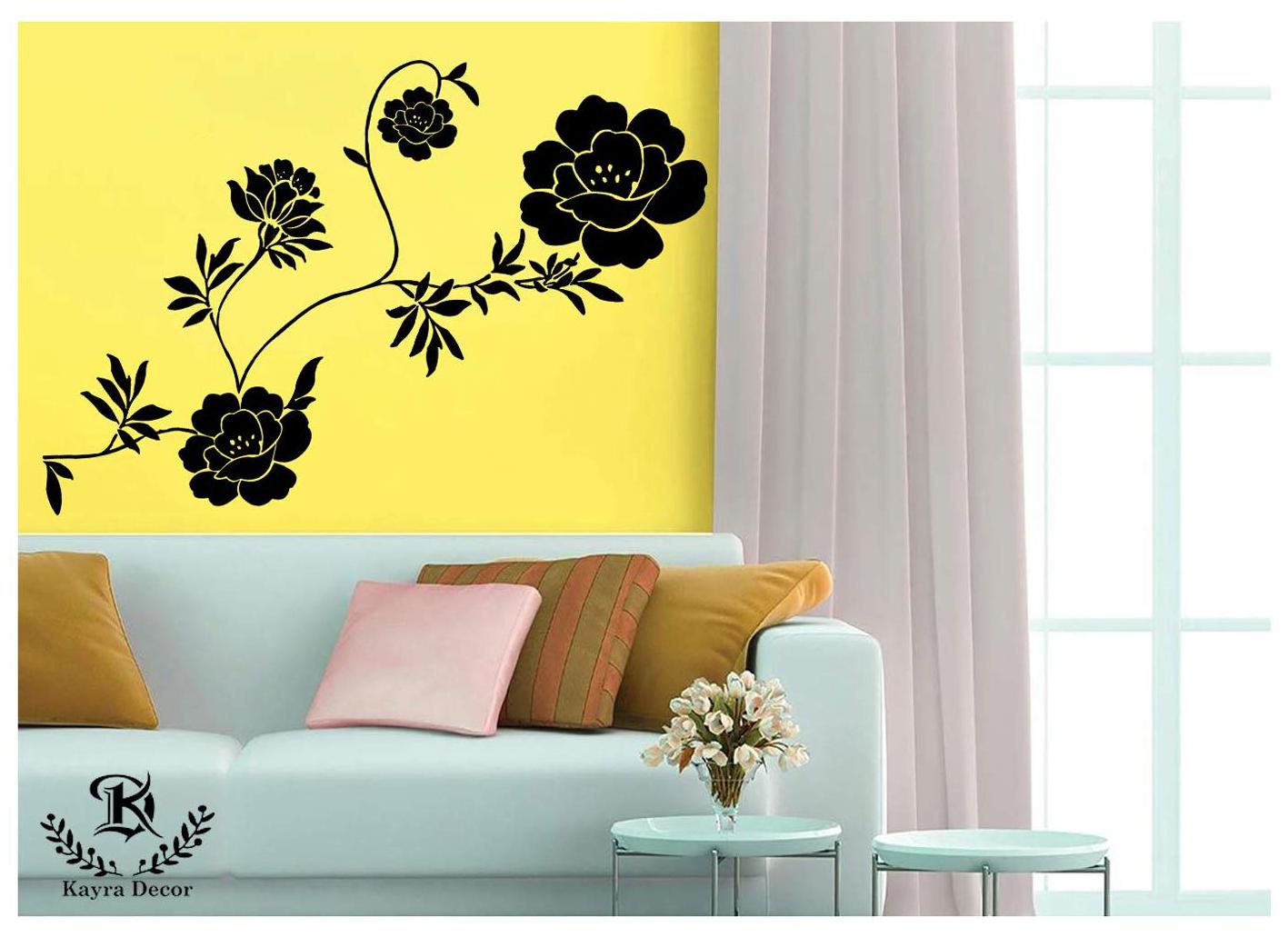 

Kayra Decor Red Rose Flowers Reusable Wall Stencil in (76 X 36 ) inches Plastic Sheet