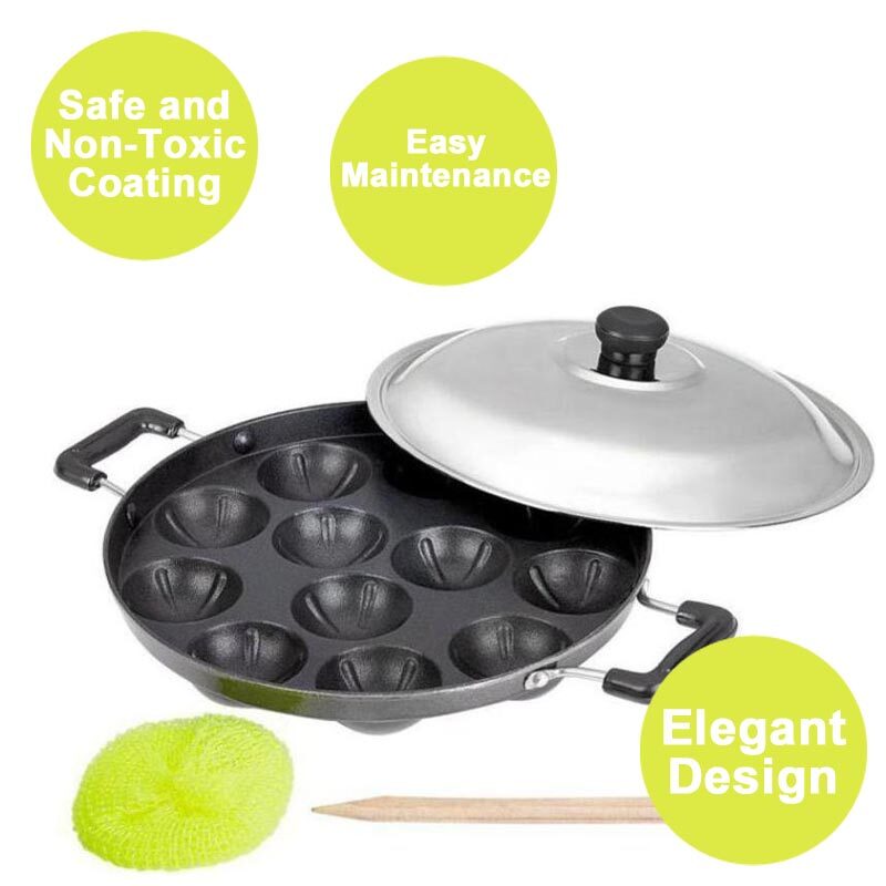 

KC Appam Patra Non Stick Aluminum Pan (12 Cavities)