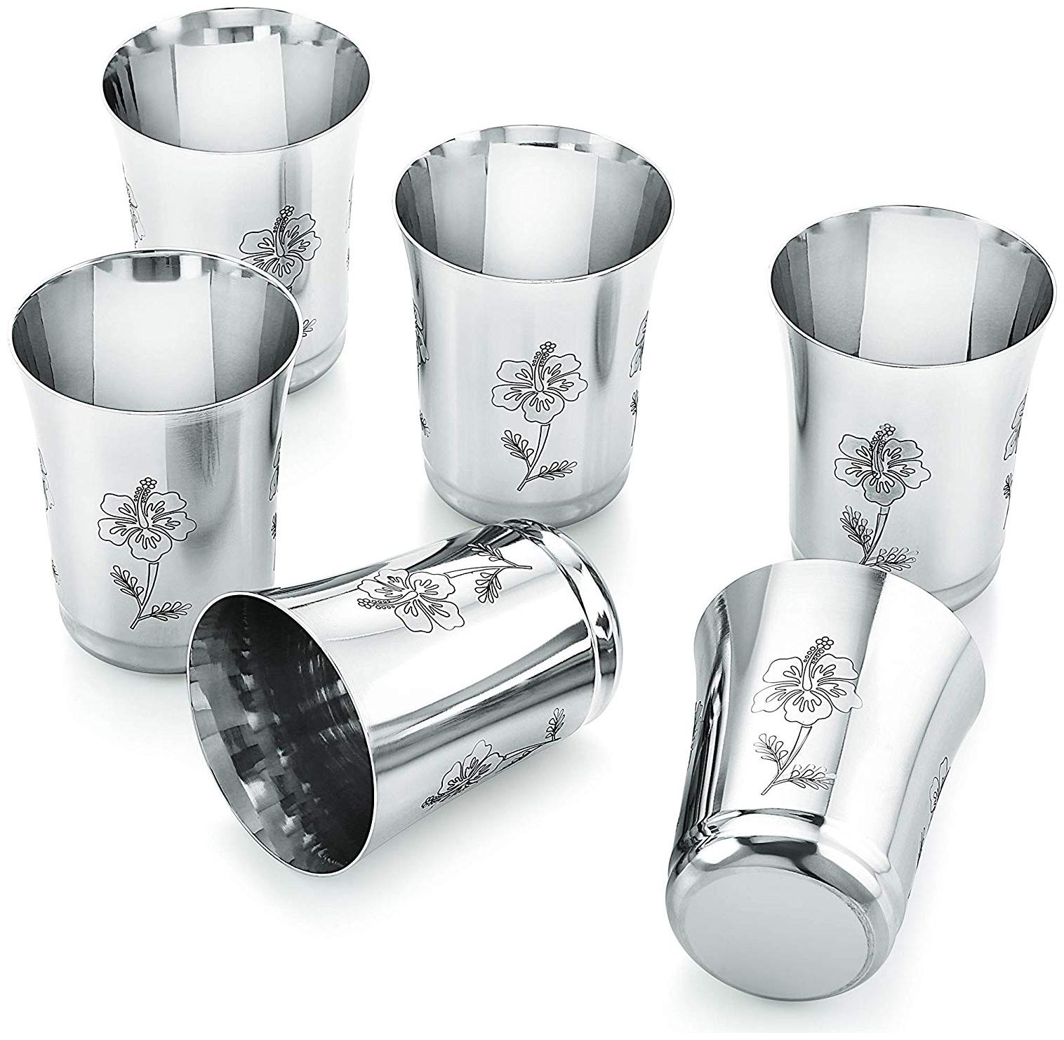 

Kc Steel Laser Floral Glasses Set Of 6