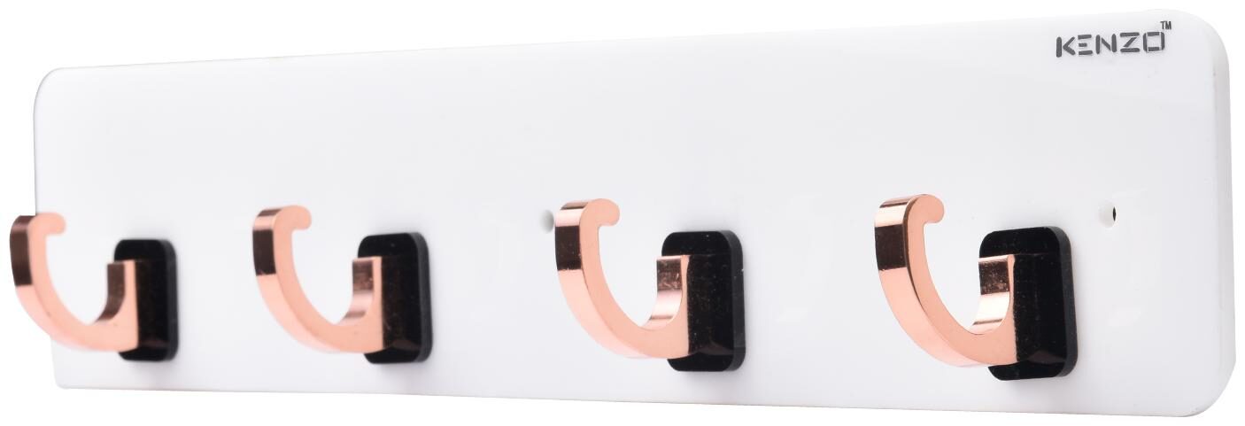 

Kenzo Multi Function Wall Mounted Acrylic Hook Organizer Hanger Rack for Hanging Keys Towel and Clothes Rose Gold and White 18 Inch
