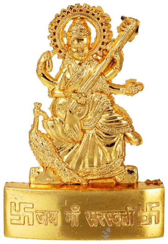 

Kesar Zems Golden Plated Goddess Sarswati Idol Showpiece Statue for Temple and Home De cor (4 5 x 1 x 7 Cm) Golden