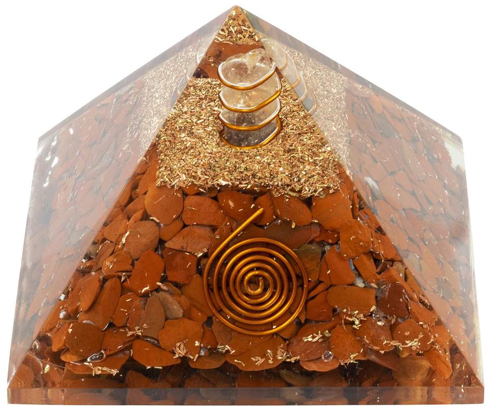 

Kesar Zems Jasper Orgone Crystal Pyramid Orgone Pyramid Reiki Healing Crystal Aura Cleansing EMF Protection (Length 7 5cm) (Red)