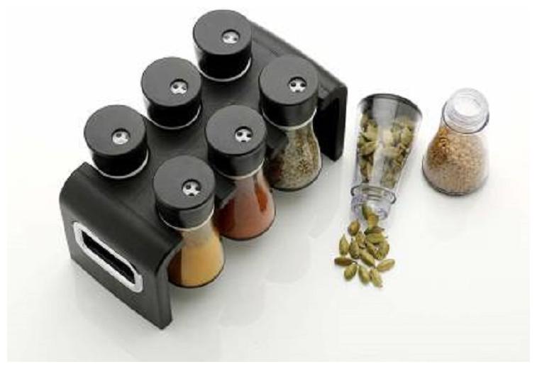 

KETSAAL pice Storage Masala Storage Masala Box Spice Box Masala rack Spice rack Spice jar Spice Container Masala Container Spice Set Kitchen Rack Condiment Set Of 6 (Black)