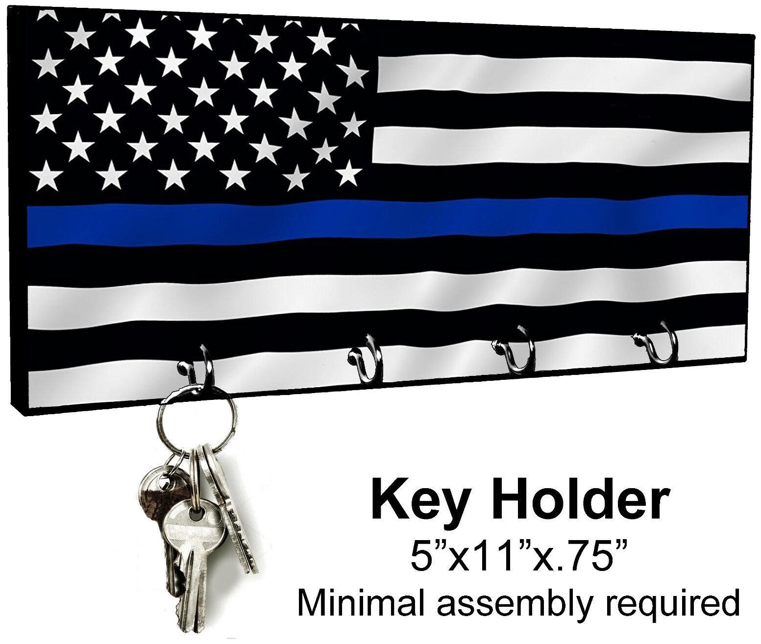

KEY HANGER HOLDER RACK - POLICE SN12 Officer Cop Dept Law Enforcement Hero Blue