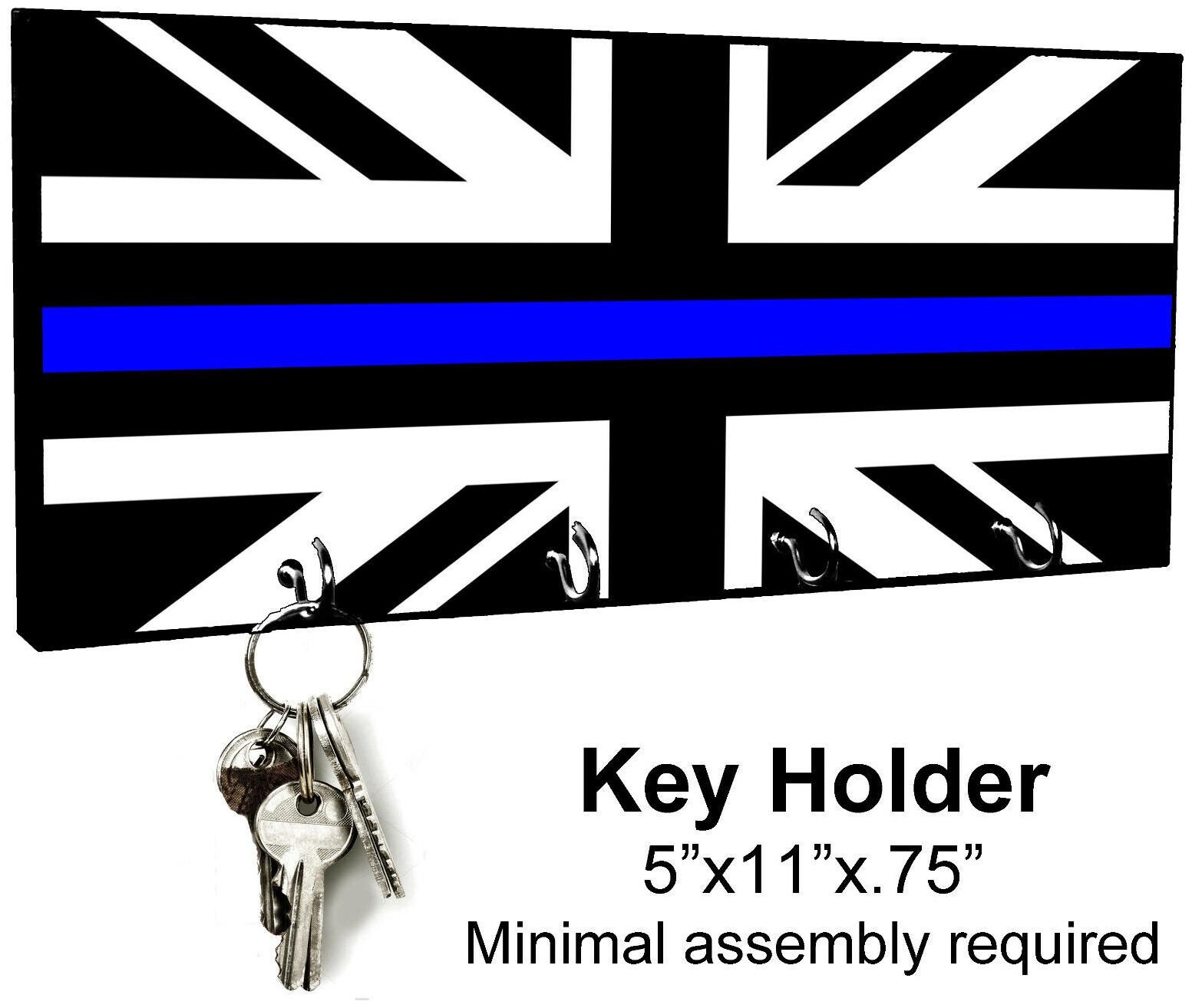 

KEY HANGER HOLDER RACK - POLICE 25 Officer Cop Law Hero Blue Union Jack British