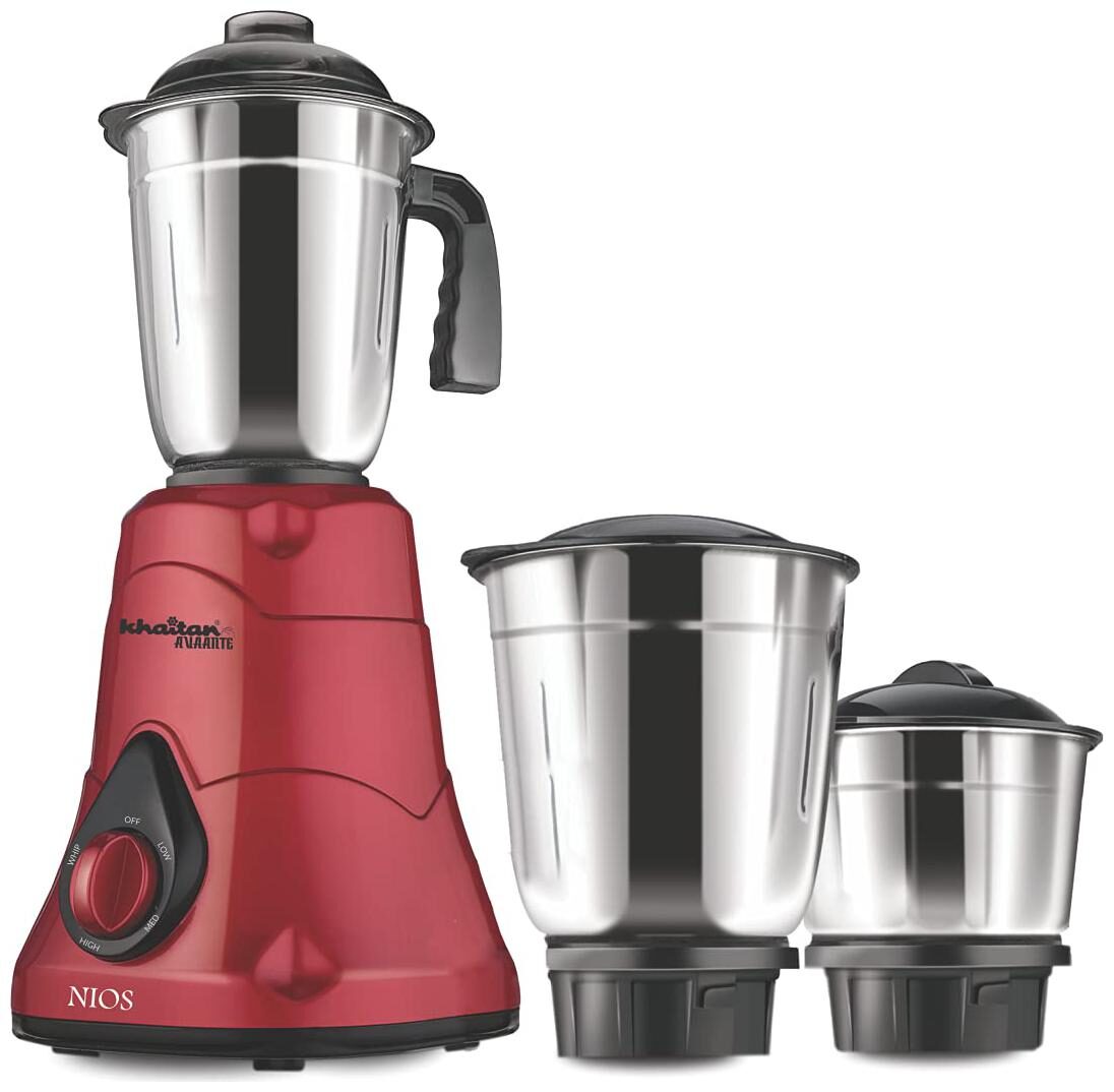 Buy Khaitan Avaante NIOS 500 W Mixer Grinder ( Red With 3 Jars ) Online
