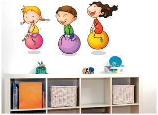 Buy Rawpockets Wall Stickers Kids Playing Ball Game Online At