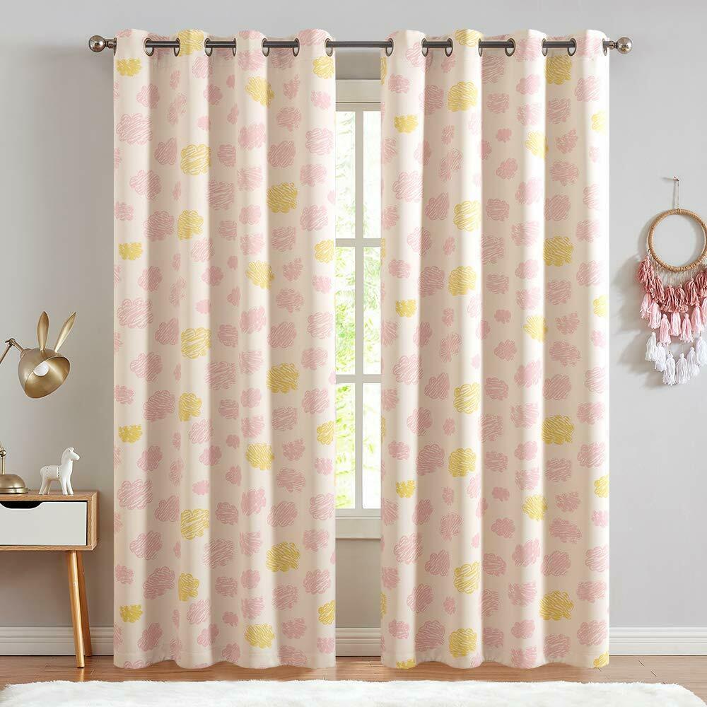 

Kids Room Curtains Cloud Printed Nursery Room Darkening Curtains 2 Panels