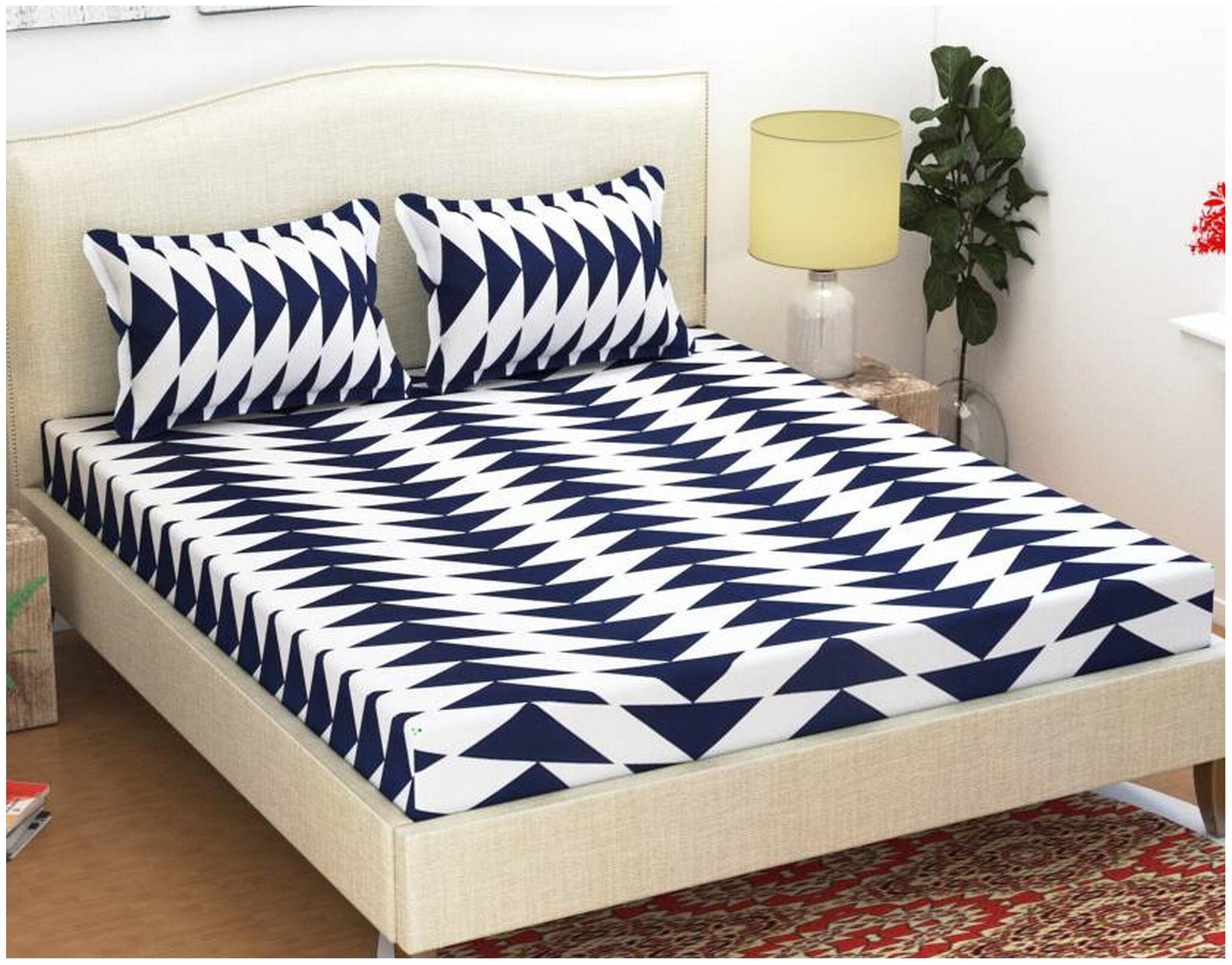 

KIHOME Microfiber Floral Double Size Bedsheet 144 TC ( 1 Bedsheet With 2 Pillow Covers Blue )