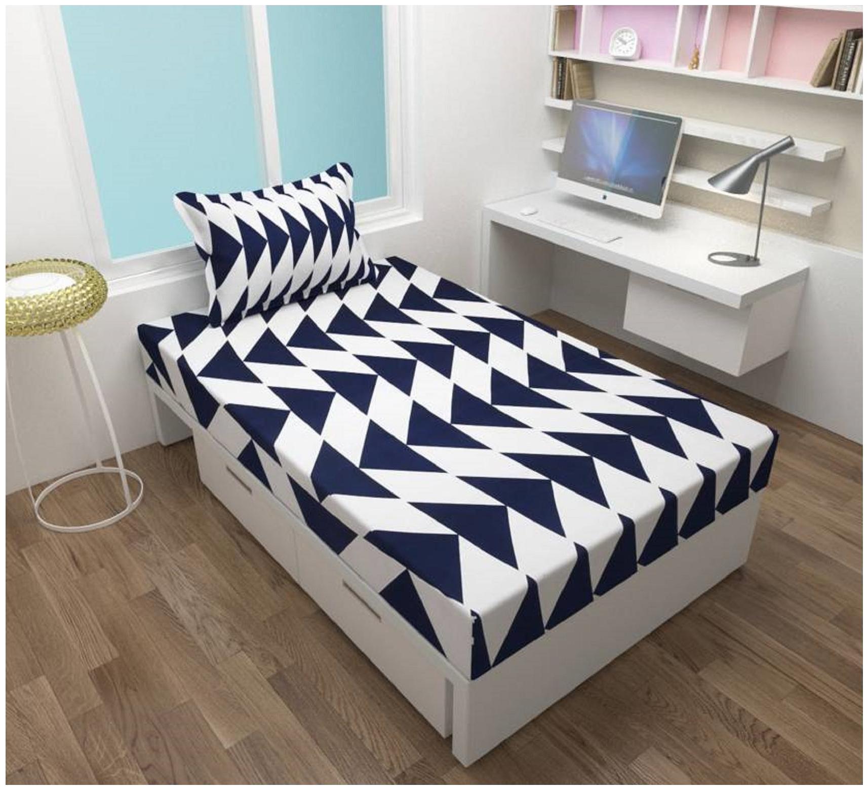 

KIHOME Microfiber Floral Single Size Bedsheet 144 TC ( 1 Bedsheet With 1 Pillow Covers Blue )