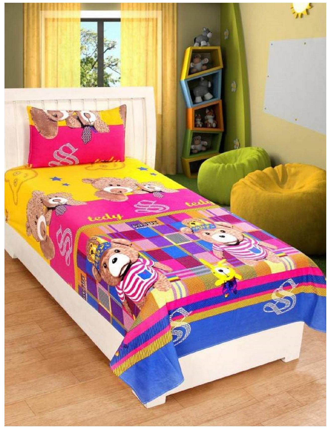 

KIHOME Microfiber Floral Single Size Bedsheet 144 TC ( 1 Bedsheet With 1 Pillow Covers Blue )