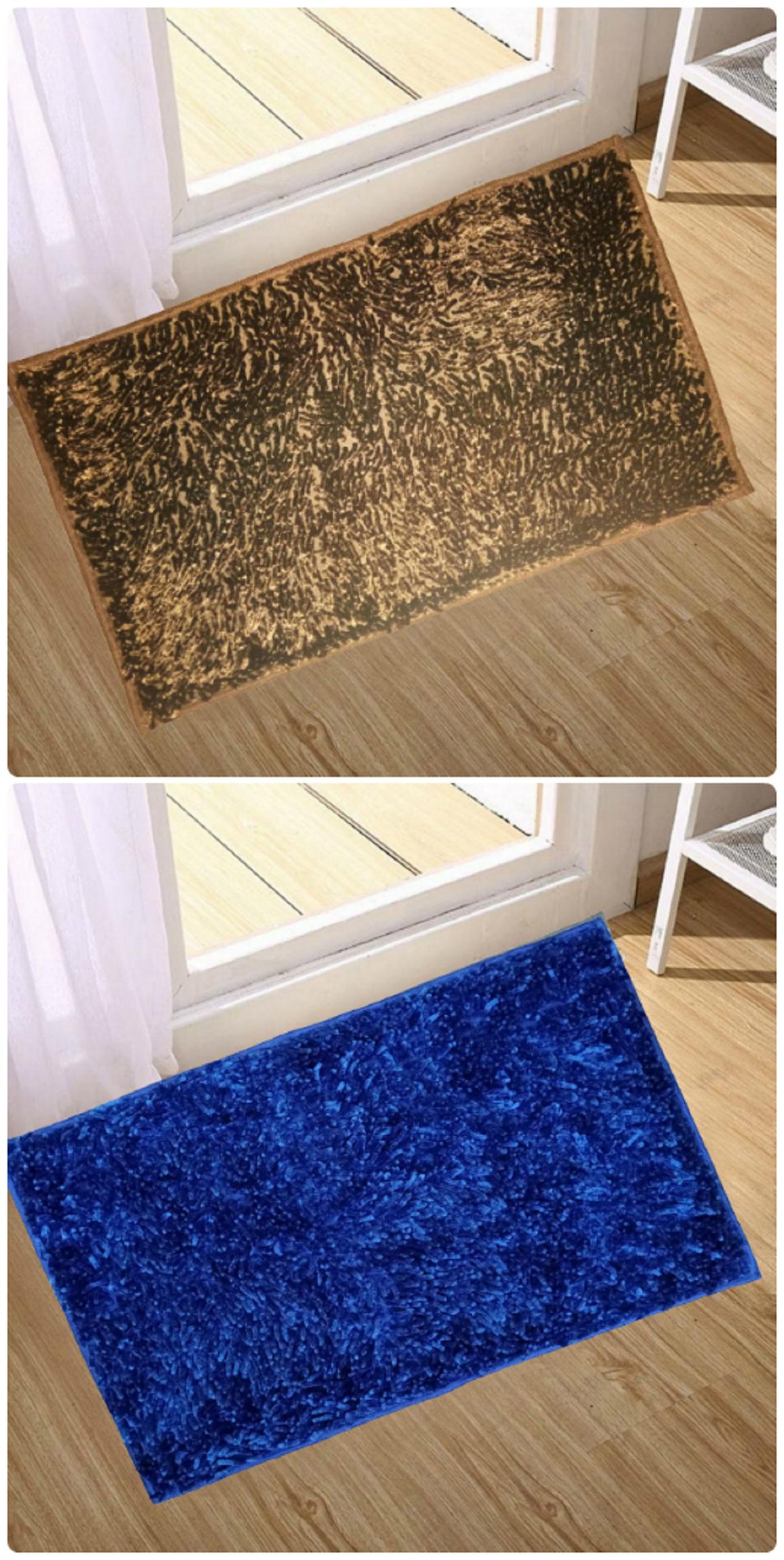 

Kihome Microfiber Door Floor Bath Mat (Brown Blue)