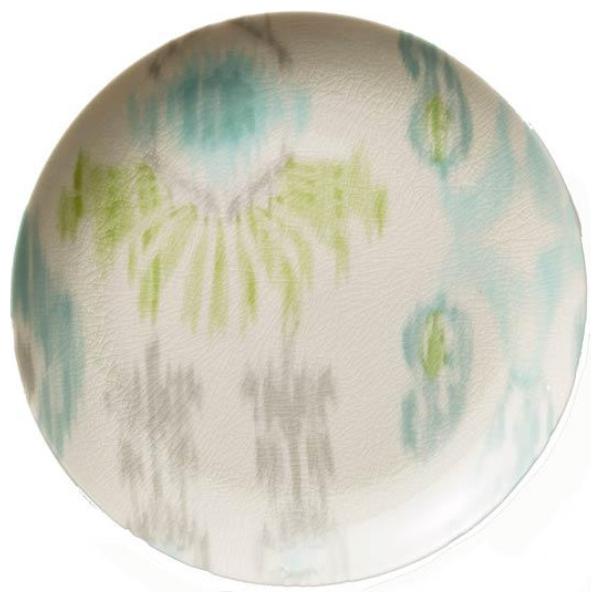 

Kim Seybert SHAKTI 8 25 DESSERT PLATE - OPAL IKAT - New