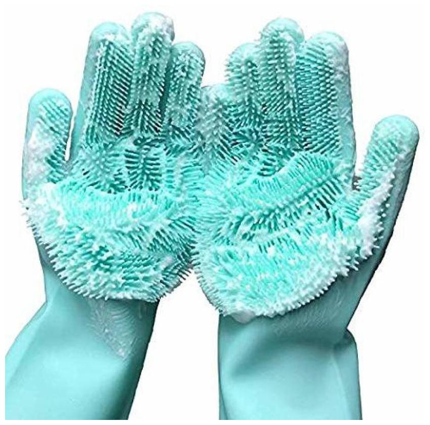 

Kipsmarts Silicone Non-Slip Dishwashing and Pet Grooming Magic Latex Scrubbing Gloves for Household Cleaning Great for Protecting Hands