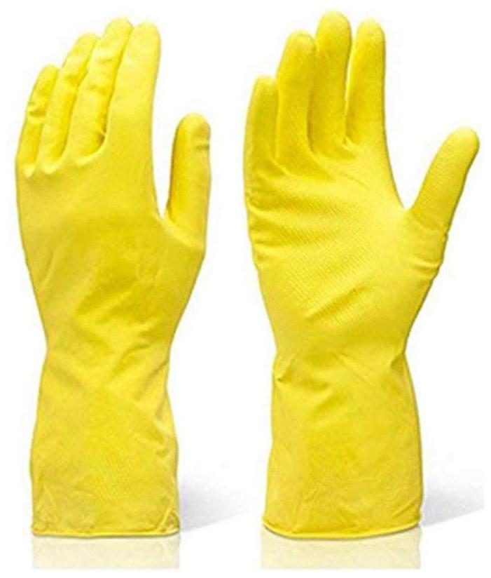 

Kitchen And Garden Reusable Rubber Stretchable Hand Gloves For Washing Cleaning (1 Pair) Yellow