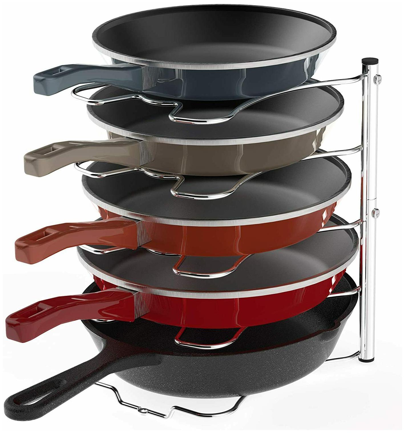

Kitchen Cabinet Pantry Pan and Pot Lid Organizer Rack Holder Chrome