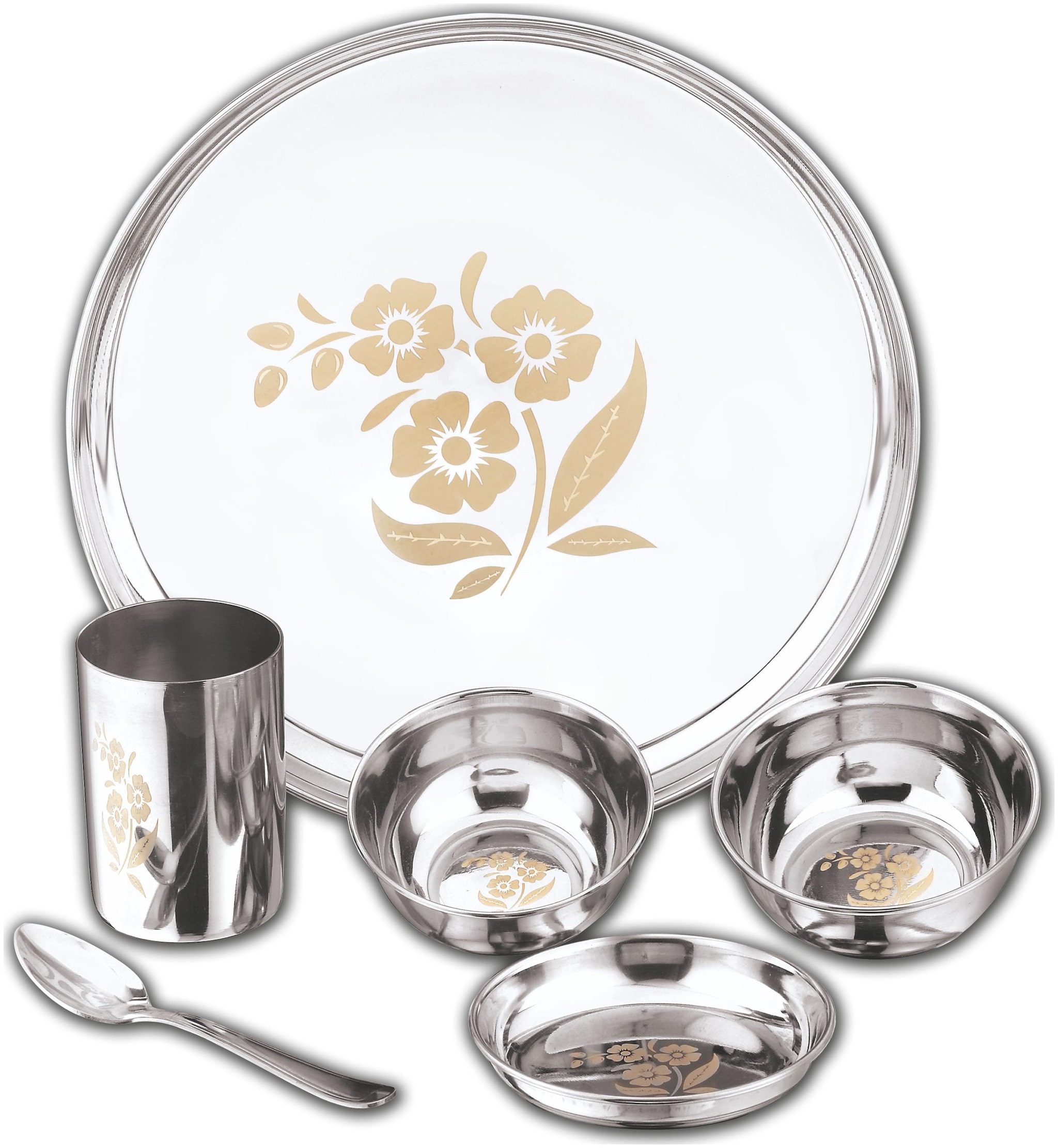 

Kitchen Essential Stainless Steel 6 Pcs Dinner Set (Laser) Mirror Finish