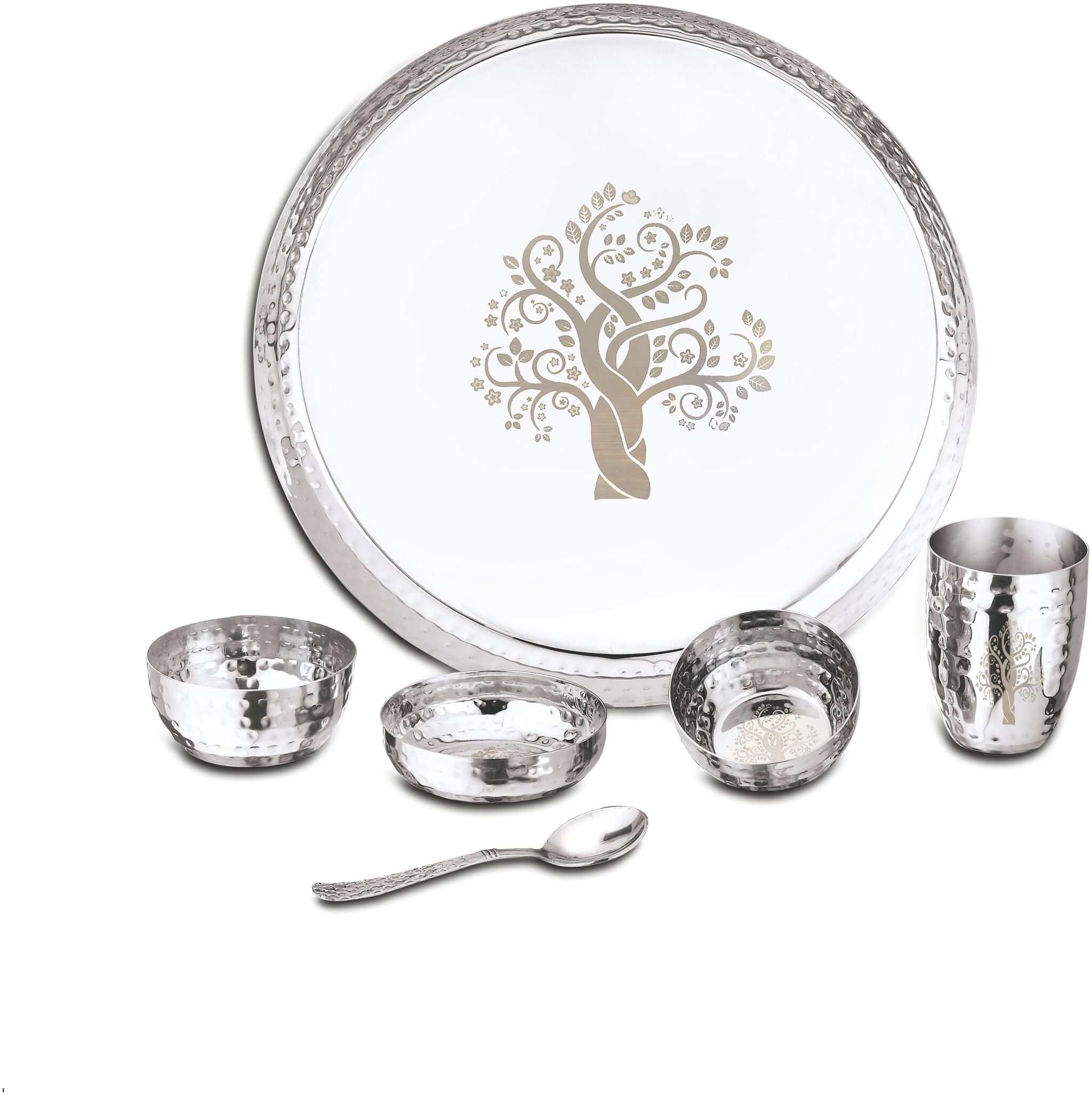 

Kitchen Essential Stainless Steel Apple 6 Pcs Dinner Set Hammer Laser Finish