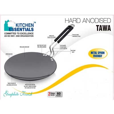 

Kitchen Essentials Chapati Tawa Hard Anodised 4Mm Wire Bakelite -9 inch