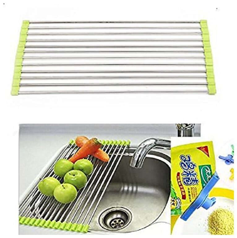 

Kitchen Holder Stainless Steel Sink Folding Fruit Vegetable Drying Drain Rack