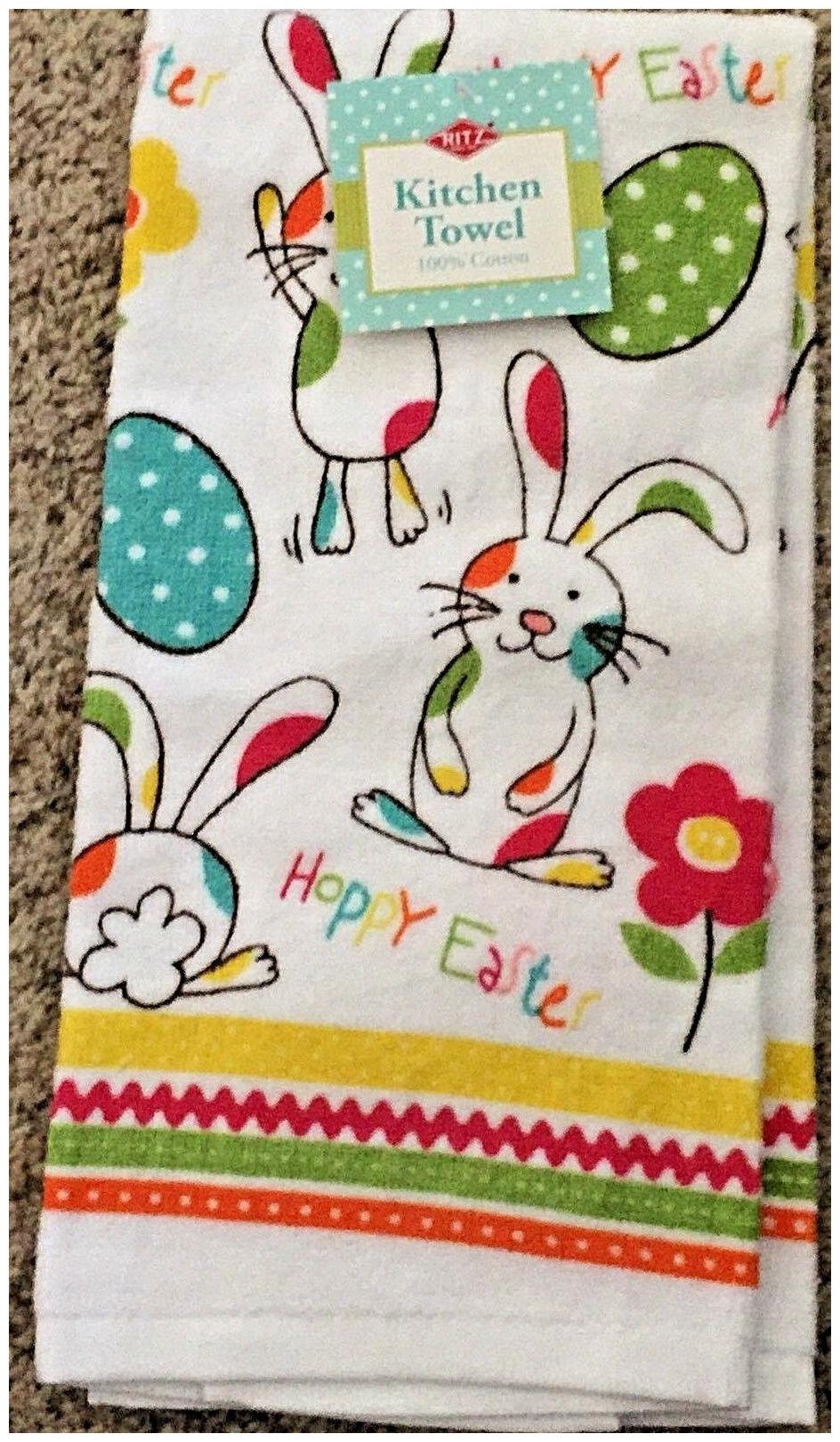 

Kitchen Towel Hoppy Easter Bunny Eggs NWT