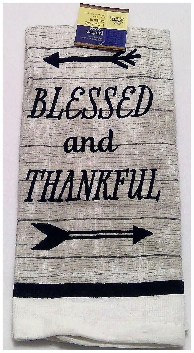 

Kitchen towel Blessed and thankful new Grey country textile