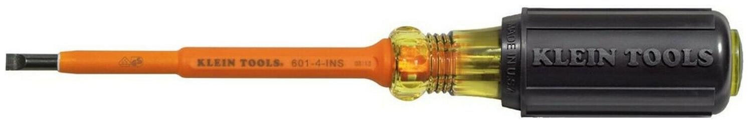 

Klein Tools 601-4-INS Insulated Screwdriver 3 16-Inch Cabinet Tip with 4-Inc