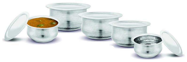 

Kloud 9 Hammered Induction Bottom Myra Tope Set with Lid - Pack of 5 pcs