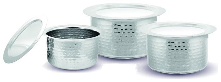 

Kloud 9 Hammered Induction Bottom Avni Tope Set with Lid - Pack of 3 pcs
