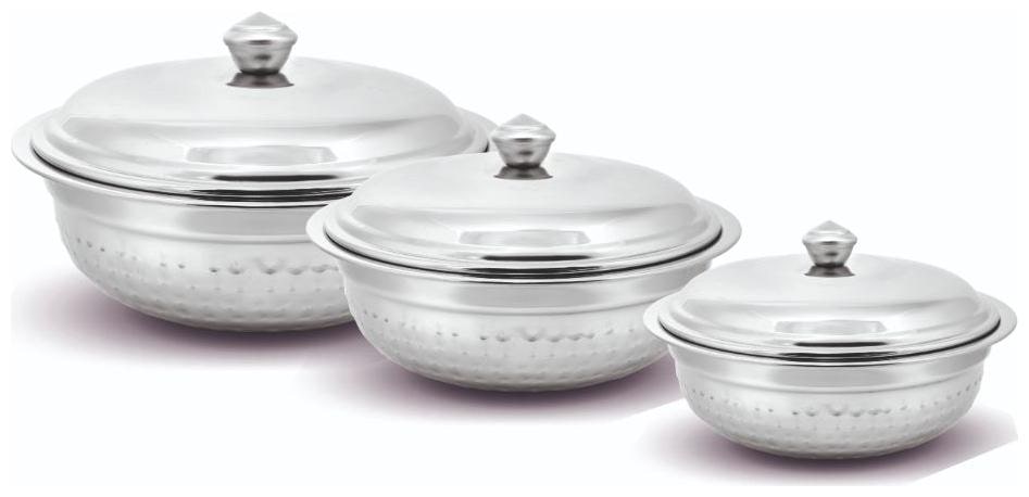 

Kloud 9 Hammered Divine Serving Bowl with Lid - Pack of 3 pcs 1 set
