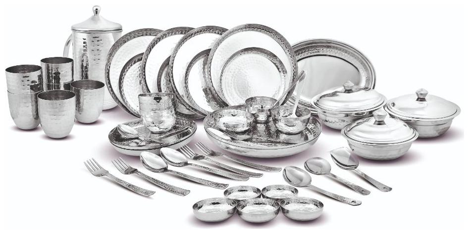 

Kloud 9 Hammered Dulhan Dinner Set - Pack of 50 pcs