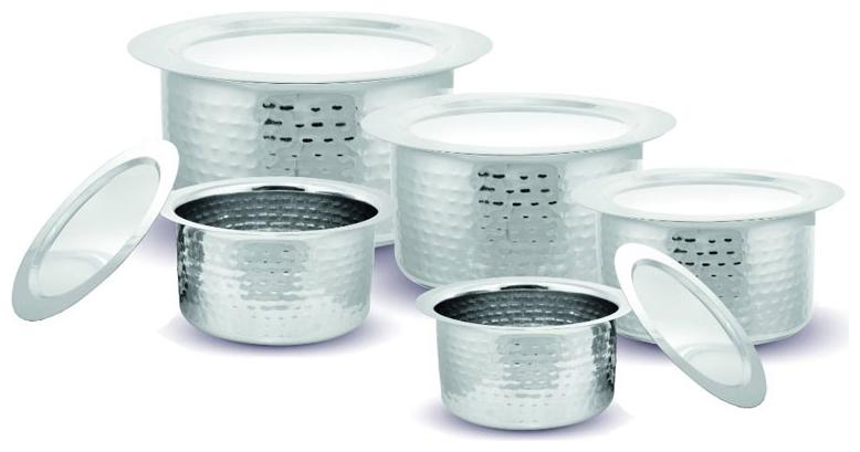 

Kloud 9 Hammered Induction Bottom Avni Tope Set with Lid - Pack of 5 pcs