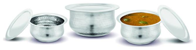 

Kloud 9 Hammered Induction Bottom Myra Tope Set with Lid - Pack of 3 pcs