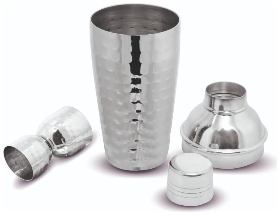

Kloud 9 Hammered Prado Deluxe Cocktail Shaker with Hammered Round Peg Measure - Pack of 2 pcs