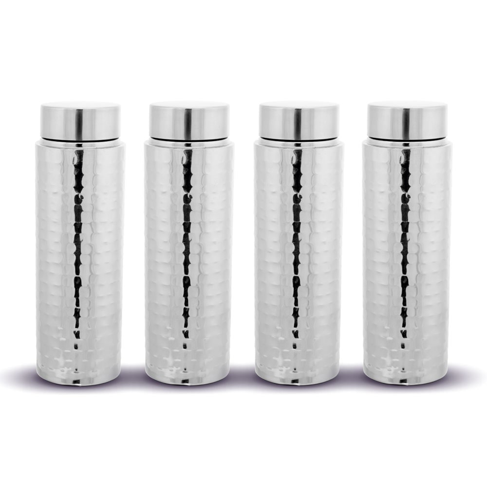 

Kloud 9 Stainless Steel Silver Water Bottle ( 650 ml Set of 4 )
