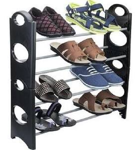 SAPWARE Plastic Shoe Rack ( Black )
