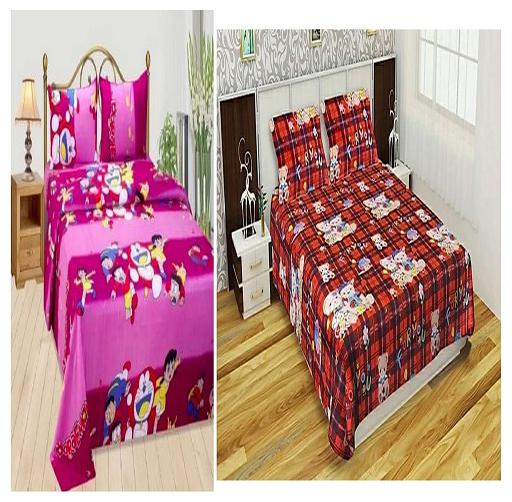 

Kohinoor Cotton Printed Double Size Bedsheet 150 TC ( 2 Bedsheet With 4 Pillow Covers Multi )
