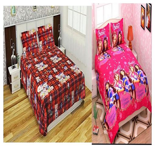 

Kohinoor Cotton Printed Double Size Bedsheet 150 TC ( 2 Bedsheet With 4 Pillow Covers Multi )