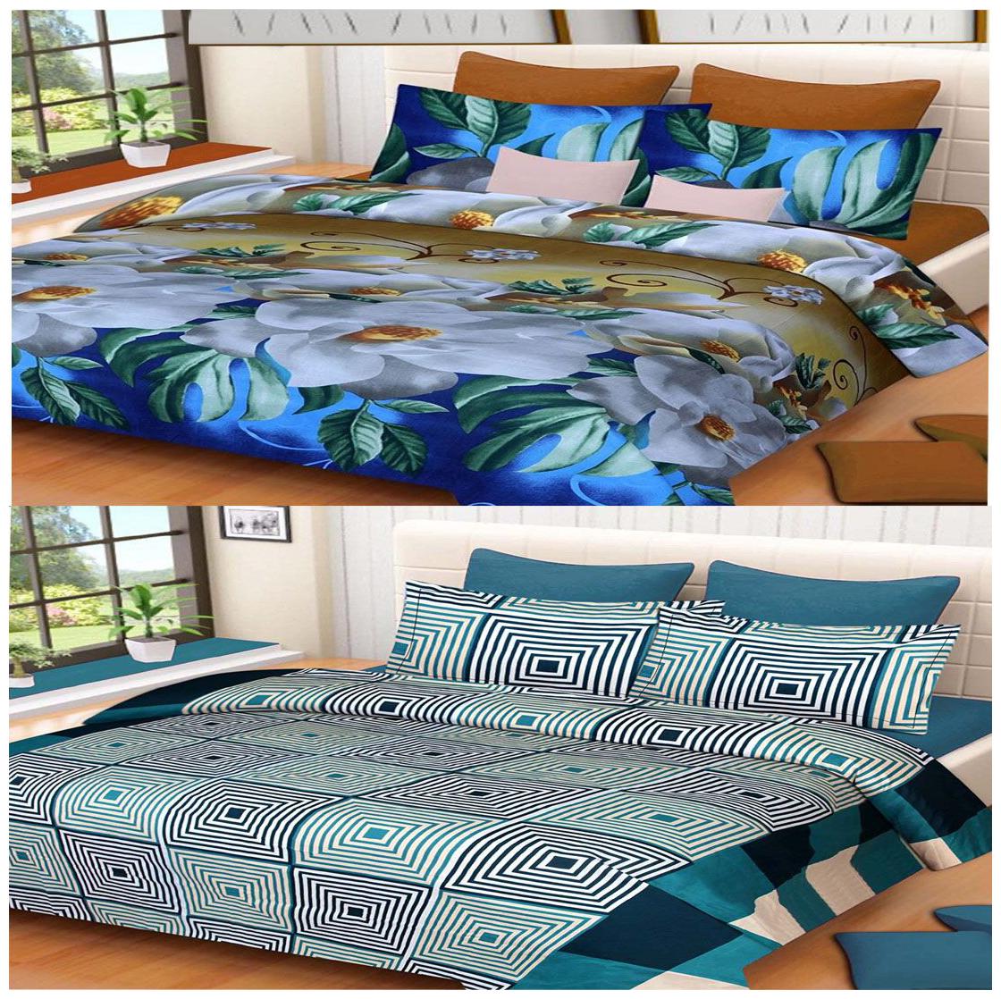 

Kohinoor Cotton Printed Double Size Bedsheet 150 TC ( 2 Bedsheet With 4 Pillow Covers Multi )